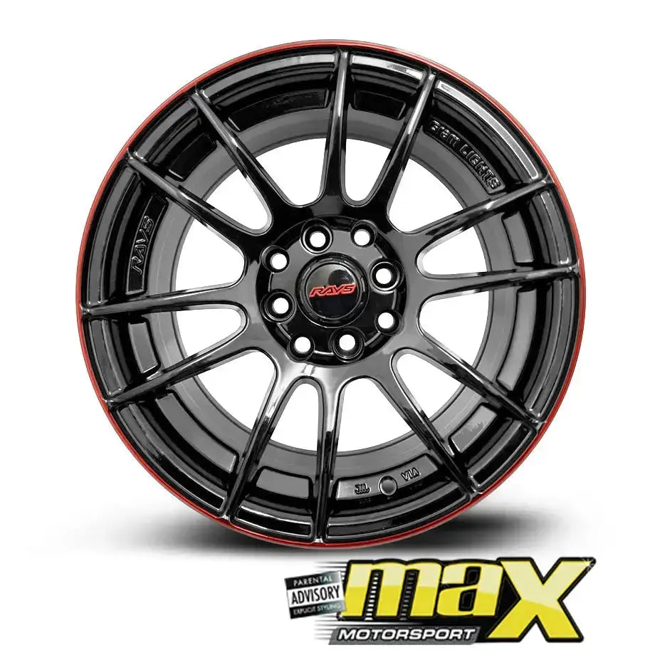 15 Inch MX1403-15BL VSN Style Wheel & Tyre Combo - (4x100 PCD) Max Motorsport