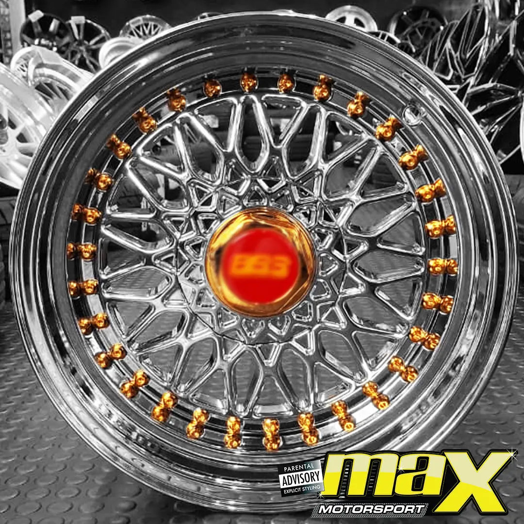 15 Inch Mag Wheel - MXBS-15GLD Chrome BSS Wheel - 4x100 / 5x100 PCD Max Motorsport
