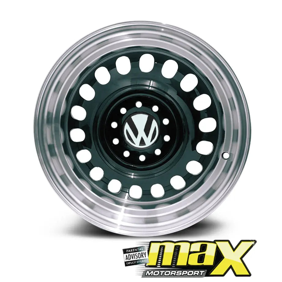 15 Inch Mag Wheel - MX5033-B Transporter Old Skool Style Wheels (4x100/5x100 PCD) Max Motorsport