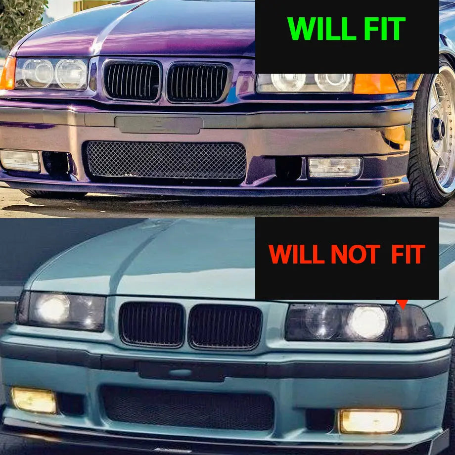 BM E36 3-Series Piano Black Double Slat Kidney Grilles (Facelift 96-99) Max Motorsport