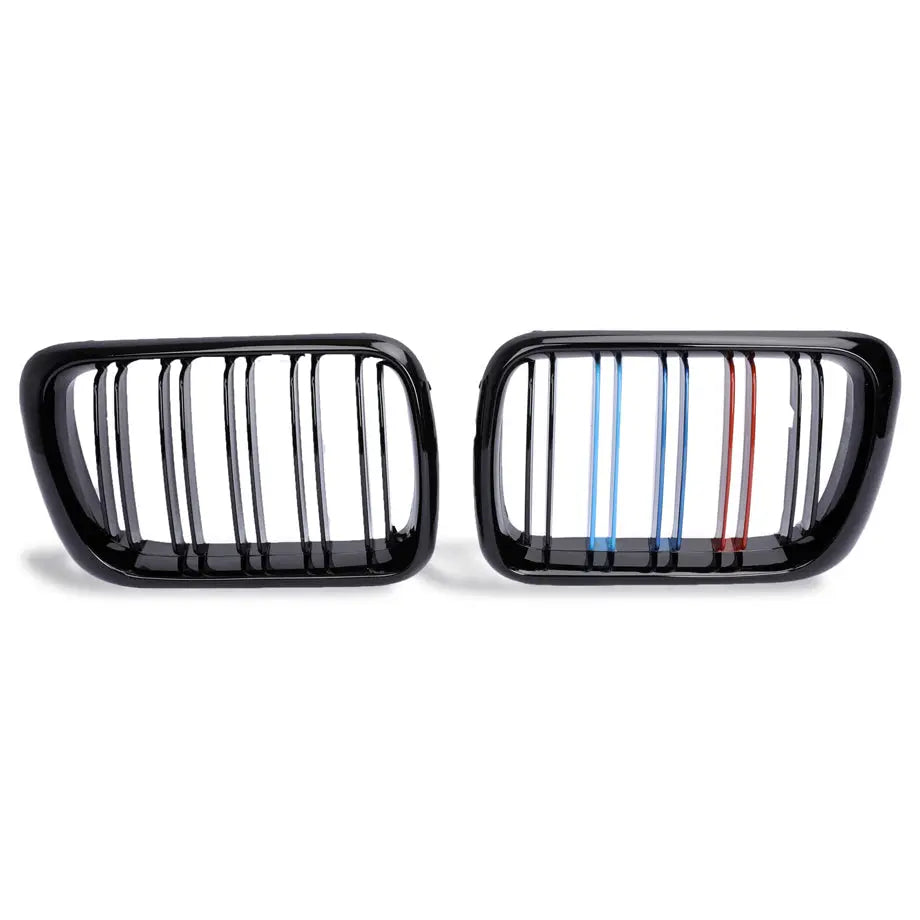 BM E46 (97-99) Piano Black Double Slat Kidney Grille With M