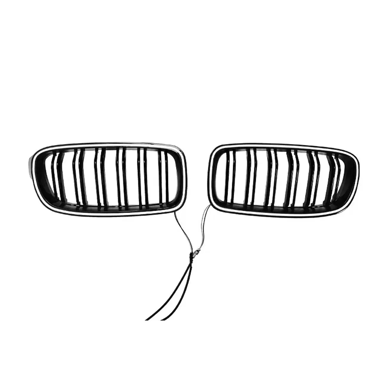 BM F30 3-Series Piano Black Double Slat LED Kidney Grille Max Motorsport