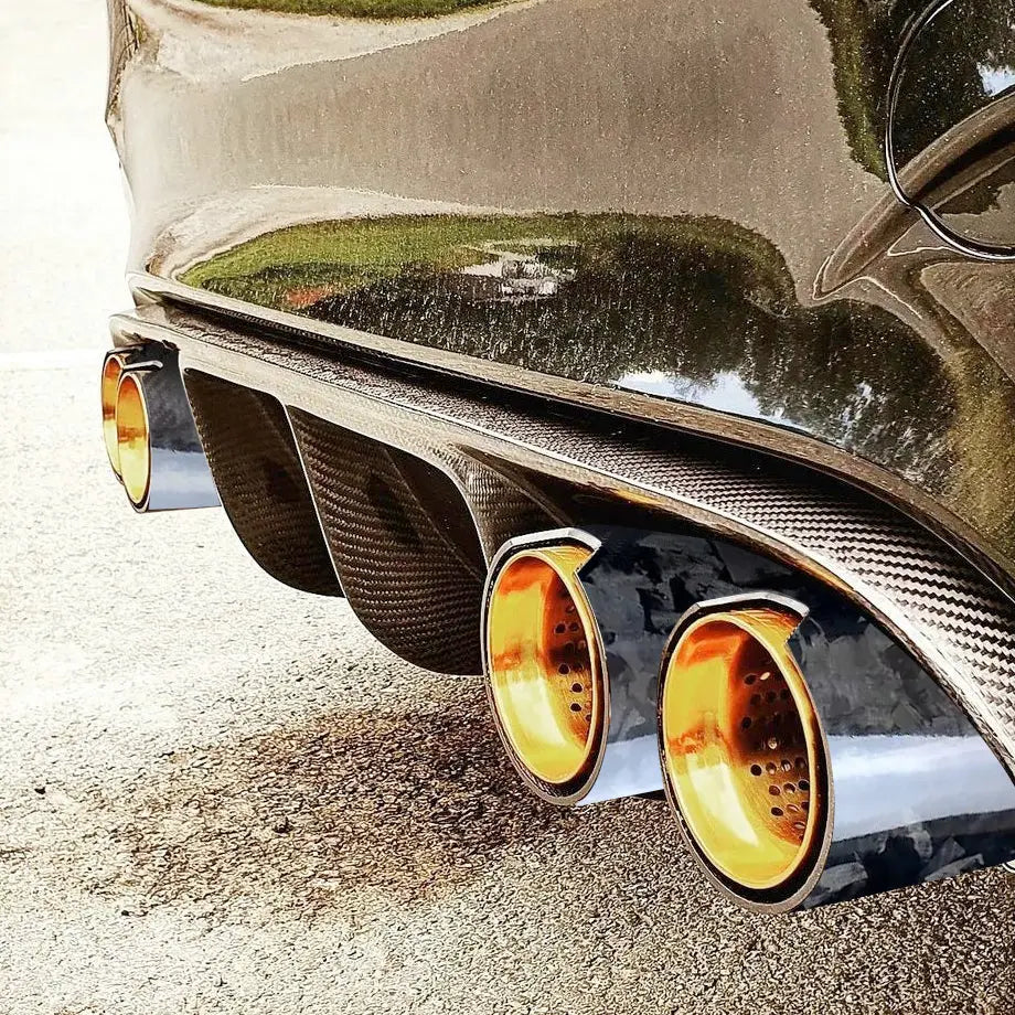 BM M-Series Performance Style Forged Carbon Fibre Exhaust Tail Pipes (70mm) Max Motorsport