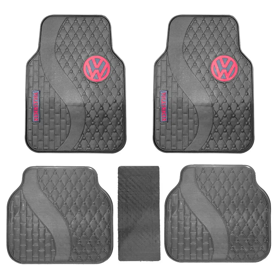 Suitable To Fit - VW 5-Piece Rubber Car Mats (Red) Max Motorsport