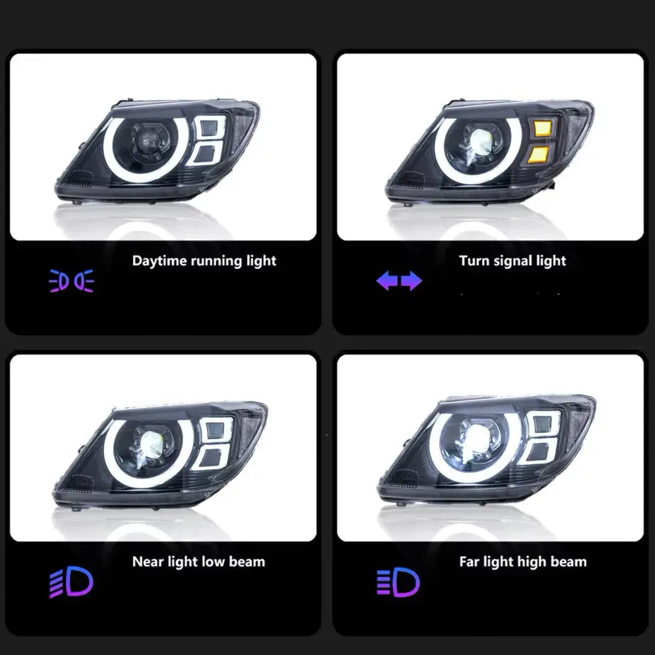 Toyota Hilux Vigo (05-08) Defender Style LED Projector Upgrade Headlights Max Motorsport