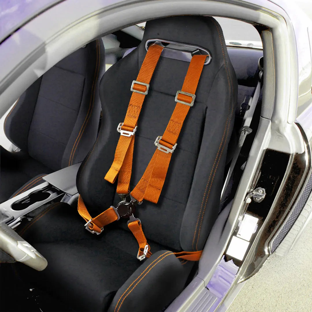 Universal 4Point Racing Seat Harness (Orange) Max Motorsport