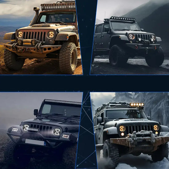 Universal - 7 inch Jeep Style DRL Angel Eye Projector Headlight Max Motorsport