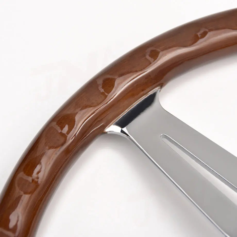 Wood Grain Look Racing Style Steering Wheel (350mm) Max Motorsport