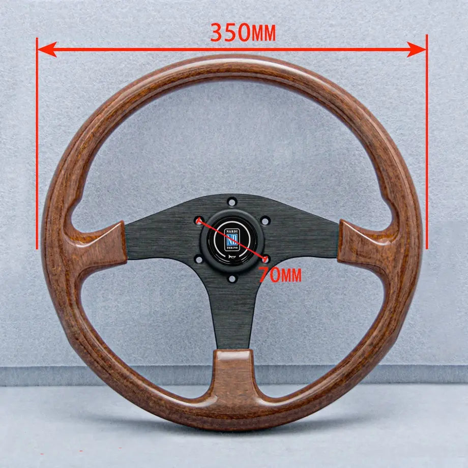 Wood Grain Look Racing Style Steering Wheel (350mm) Max Motorsport