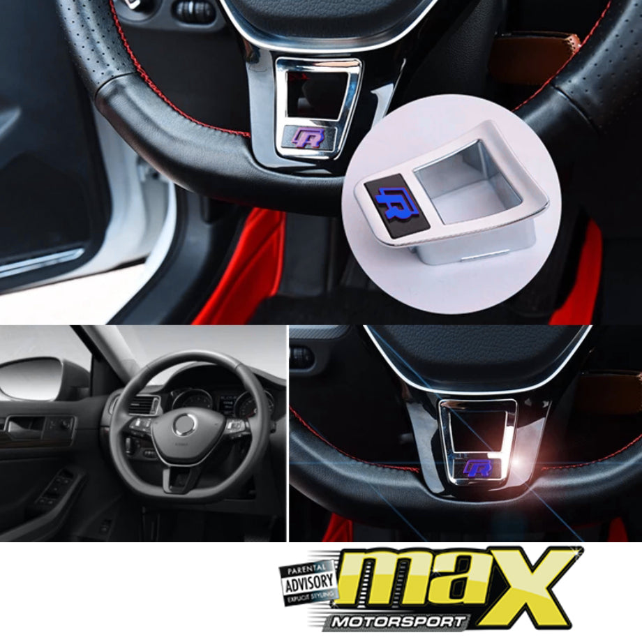 VW Polo 7 / Golf 7 Chrome R-Logo Steering Wheel Inserts