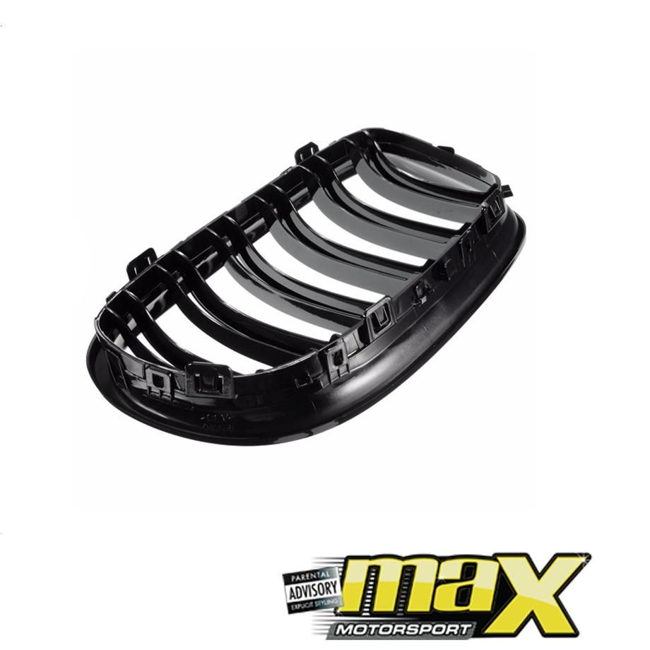 BM E90 Facelift (09-11) Piano Black Double Slat Kidney Grille maxmotorsports