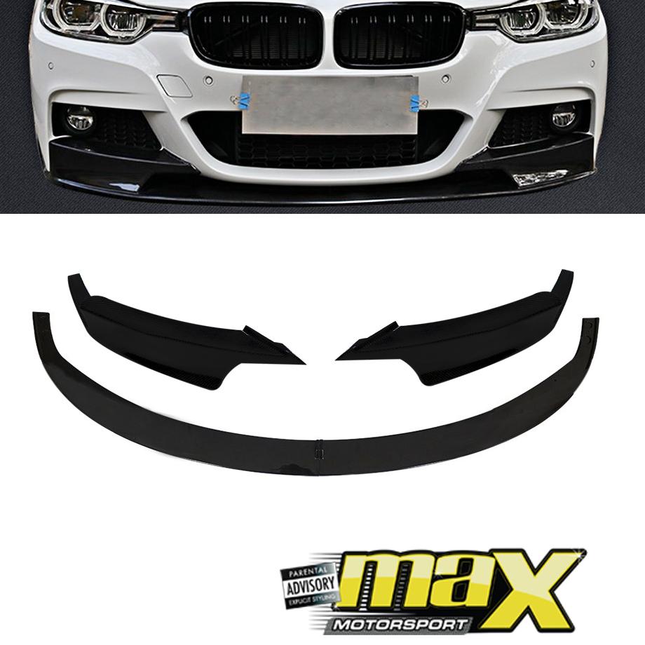 BM F30 3 Series (12-ON) Gloss Black 3-Piece Front Spoiler maxmotorsports
