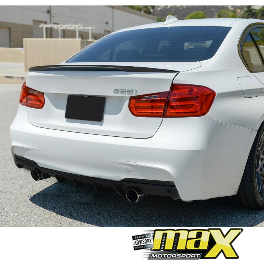 BM F30 3-Series (12-On) Gloss Black Plastic Rear Diffuser maxmotorsports