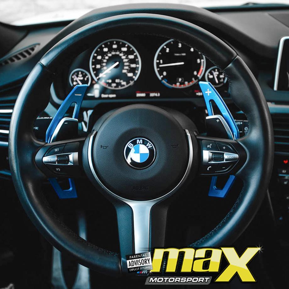 BM F30 Blue Aluminium Paddle Shift Extensions maxmotorsports