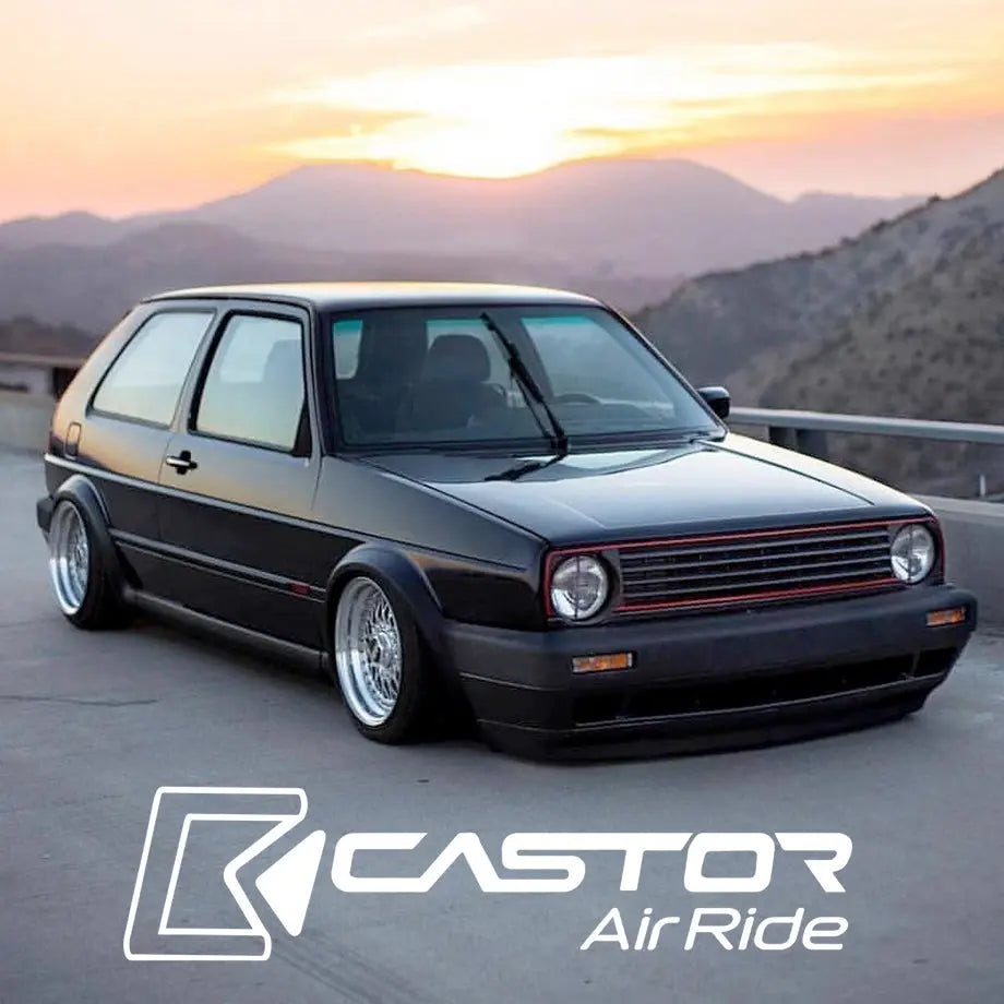 Castor Air Ride Black Bluetooth Air Suspension Kit - VW Golf 2 Castor Air Ride Suspension