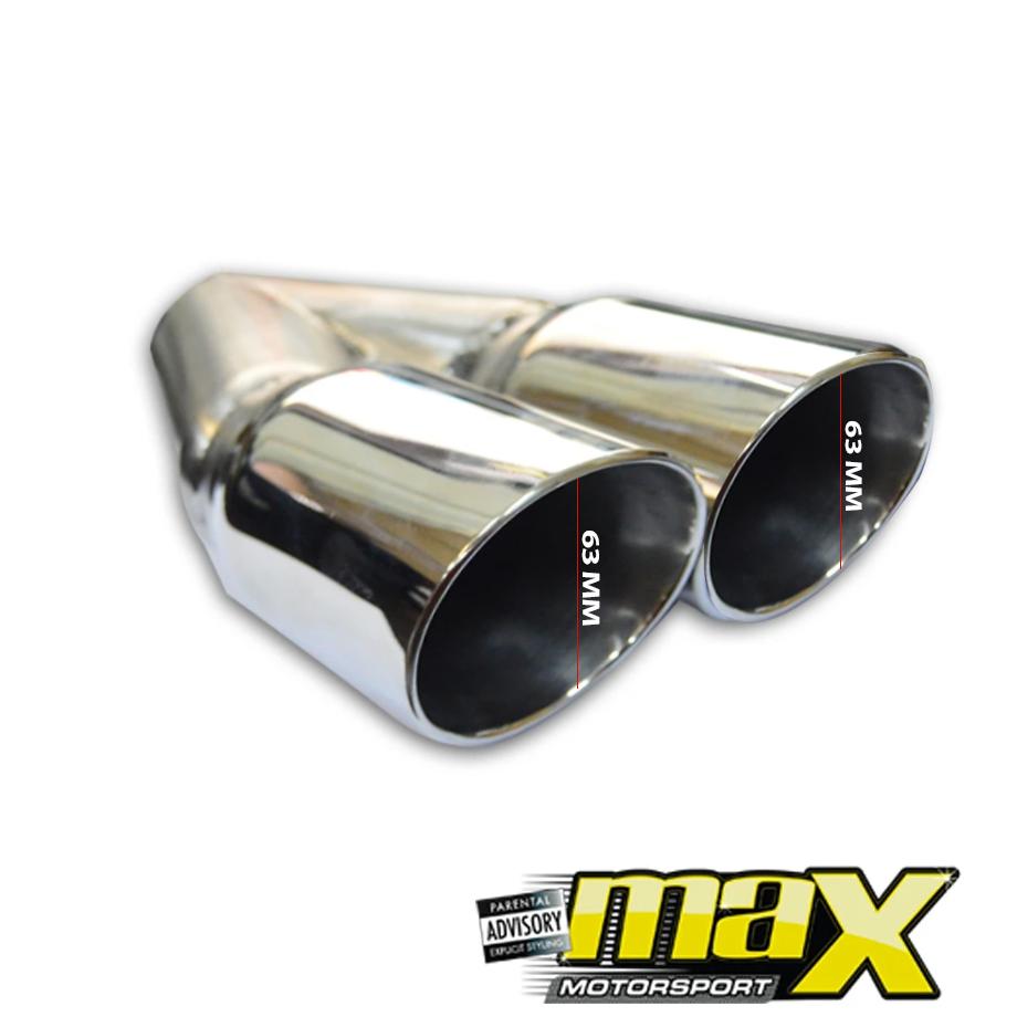 Cowley Twin Angled Exhaust Tailpipe (63mm Outlet) maxmotorsports