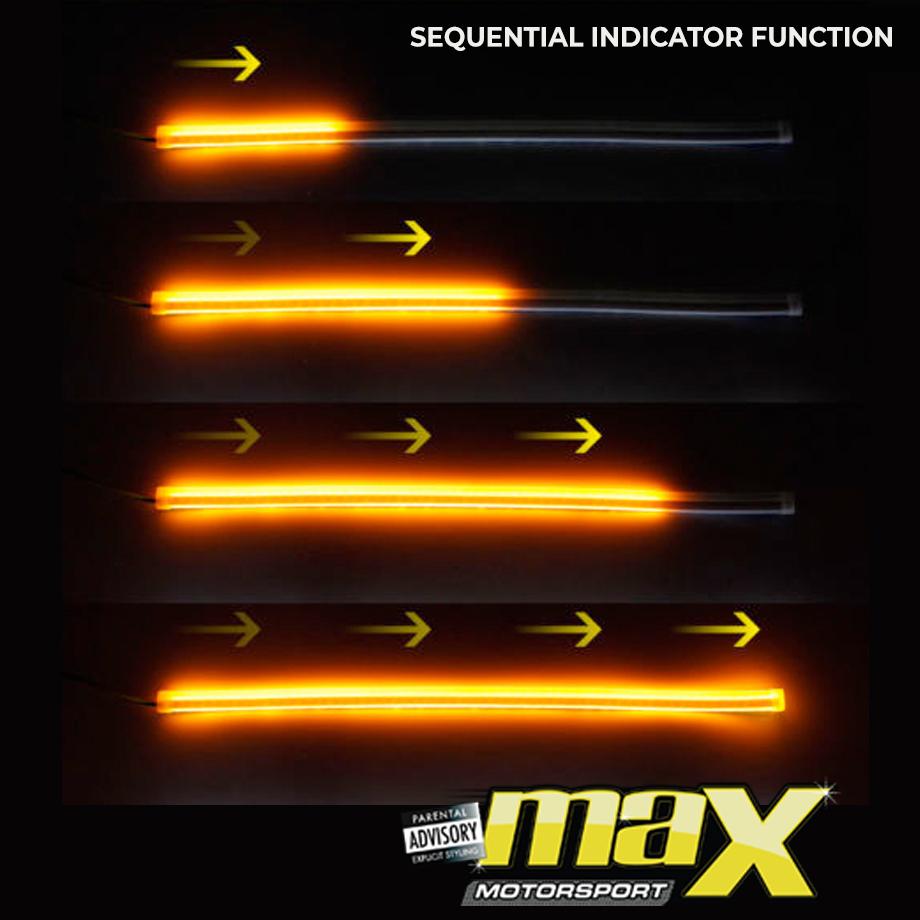 DRL LED Flexi Headlight Strip With Sequential Indicator Function (60cm) maxmotorsports