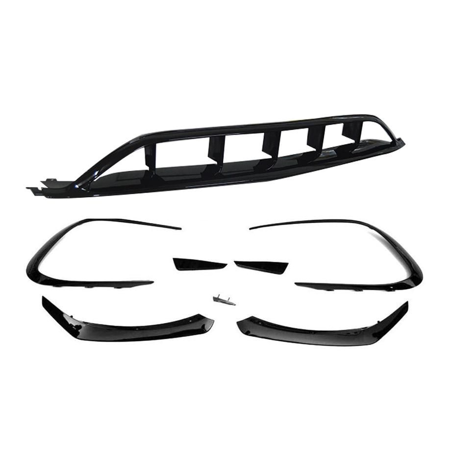 Merc A-Class W117 CLA Gloss Black Front Lip Spoiler With Canards (7-Piece) maxmotorsports