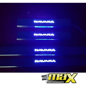 Nissan Navara NP300 Light Up Aluminium Step Sill With Navara Logo maxmotorsports