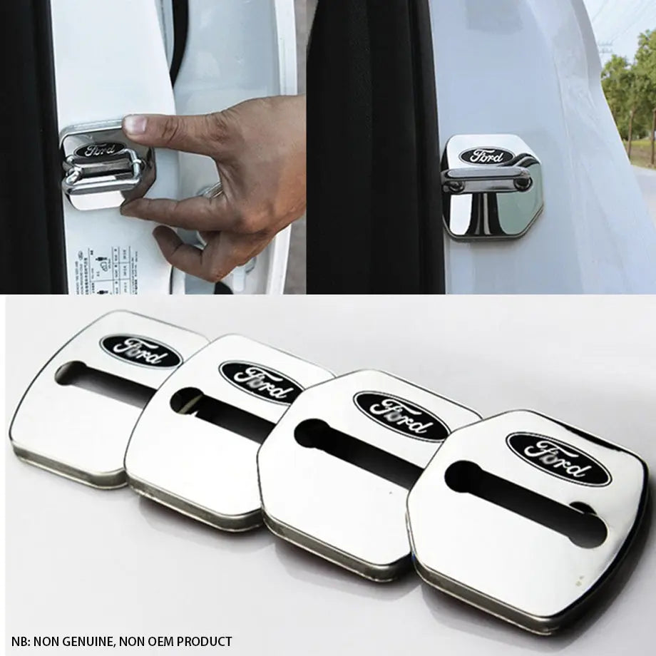 Non-OEM Suitable To Fit Ford - Aluminium Door Lock Covers (Silver) maxmotorsports