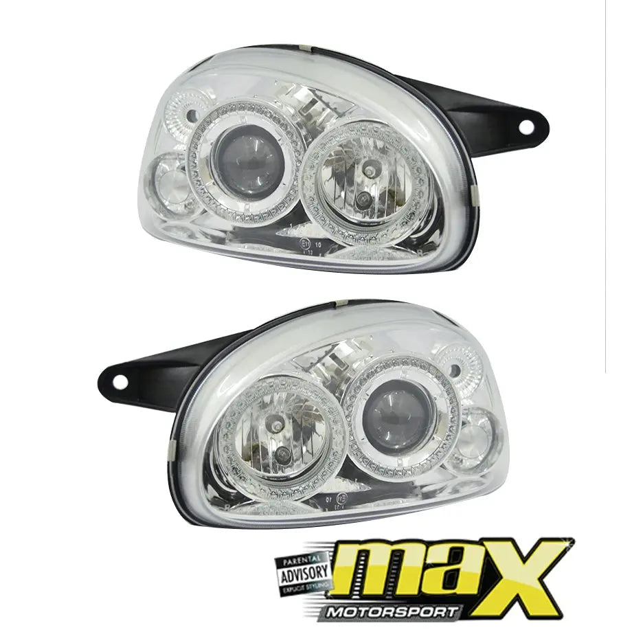 Opel Corsa B Chrome Angel Eye Projector Headlights maxmotorsports