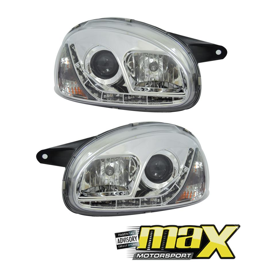 Opel Corsa B Diamond DRL LED Projector Headlights maxmotorsports