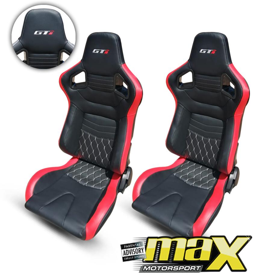 Reclinable Racing Seats - GTI Logo - PVC (Pair) maxmotorsports