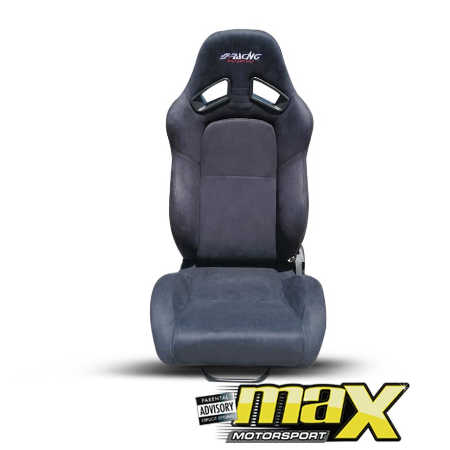 Reclinable Racing Seats Black Suede (Pair) maxmotorsports