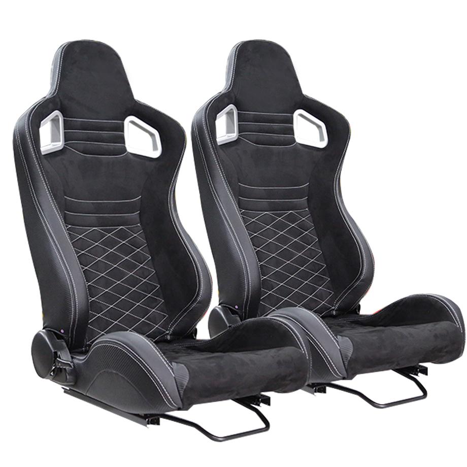Reclinable Racing Seats Leather Alcantara Finished (Pair) Max Motorsport