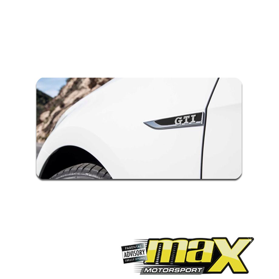 Side Fender Logo Badges - GTI (Black & Chrome) maxmotorsports