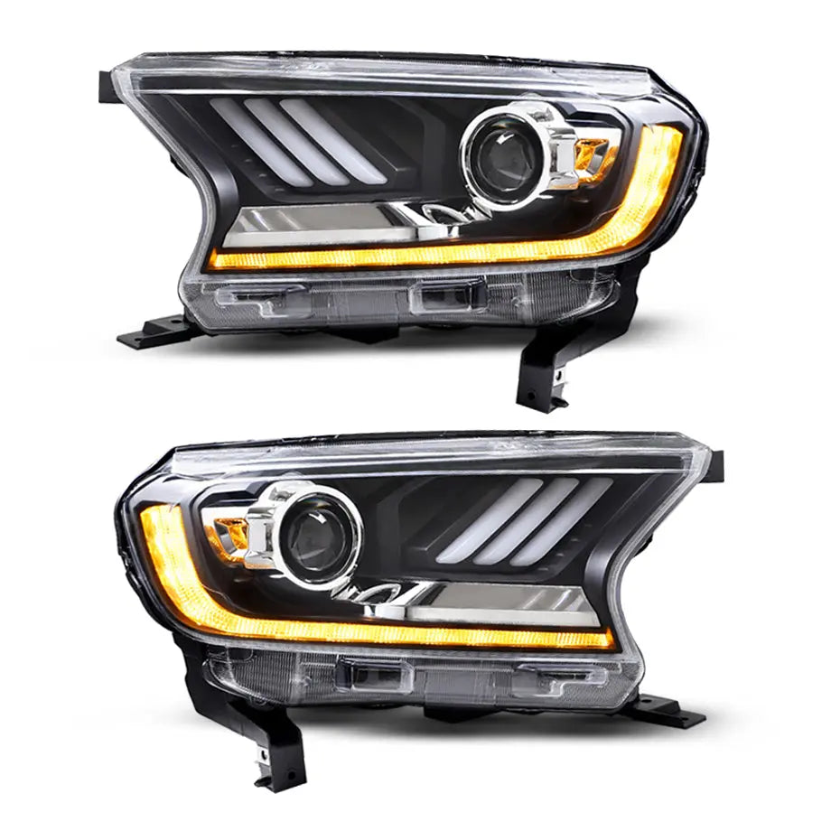 Suitable To Fit - Ranger T7 / T8 Mustang Style DRL LED Projector Headlight (16-On) maxmotorsports