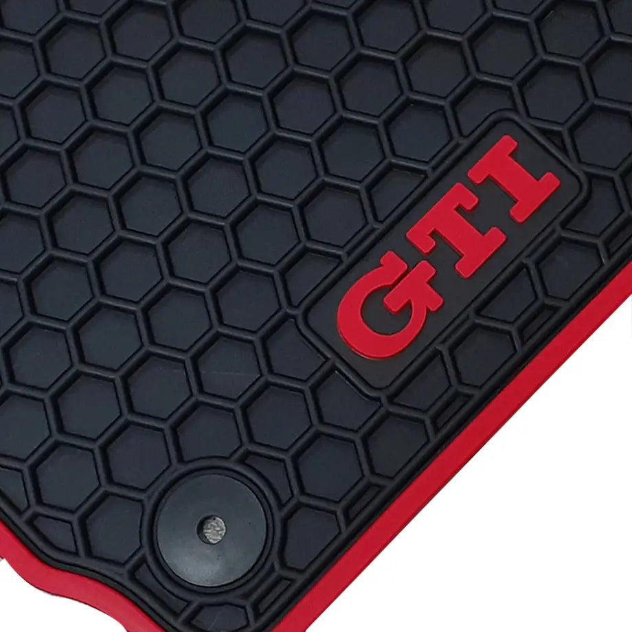 Suitable To Fit - VW Golf 5/6 Red GTI Custom Rubber Car Mats (5-Piece) maxmotorsports