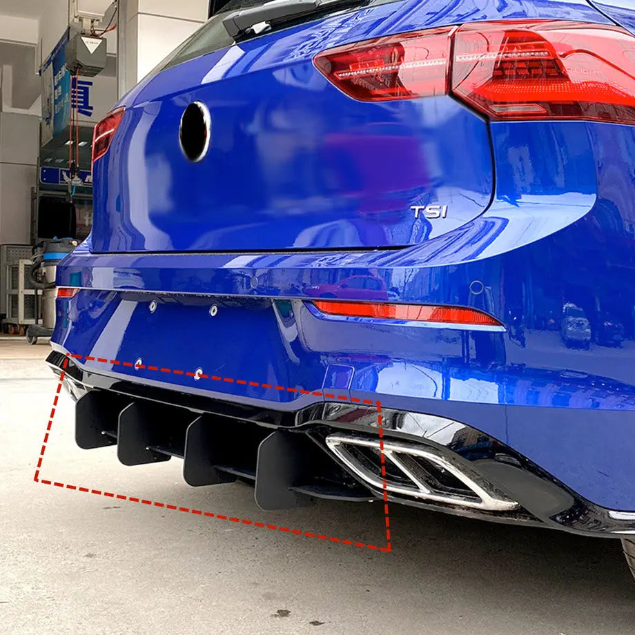 Suitable To Fit - VW Golf 8 Gloss Black Maxton Style Rear Diffuser (21-On) Max Motorsport