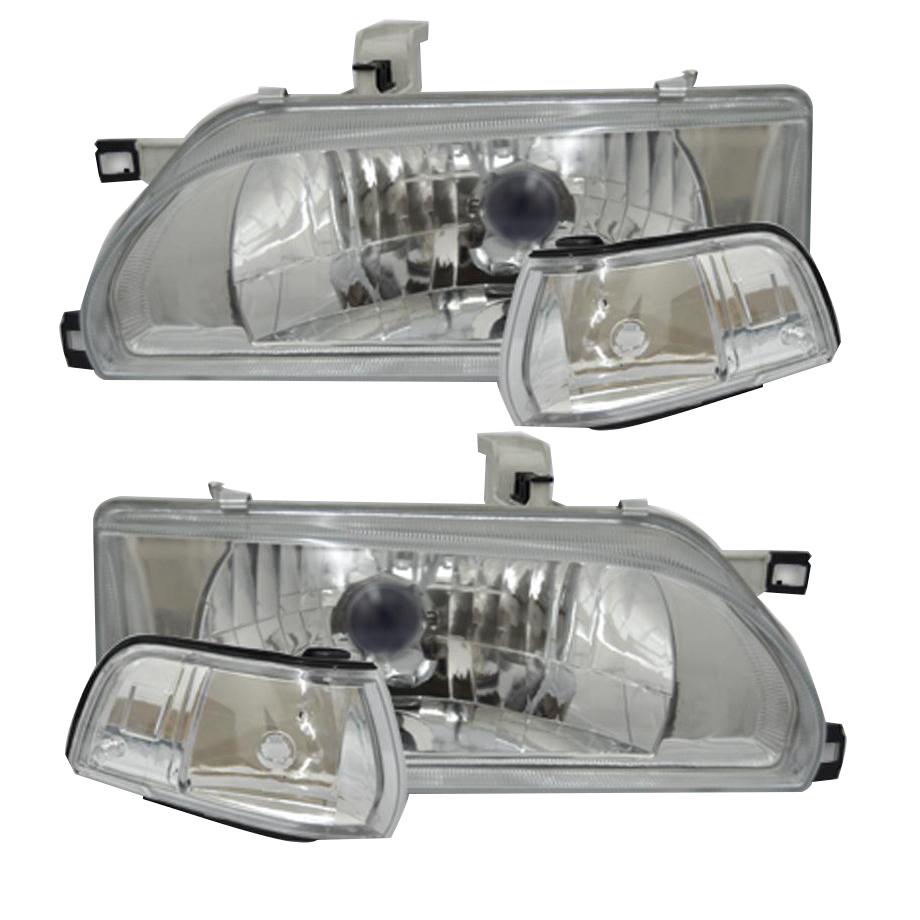 Toyota Corolla Crystal Headlights With Corner Lamps (Chrome) (93-96) maxmotorsports