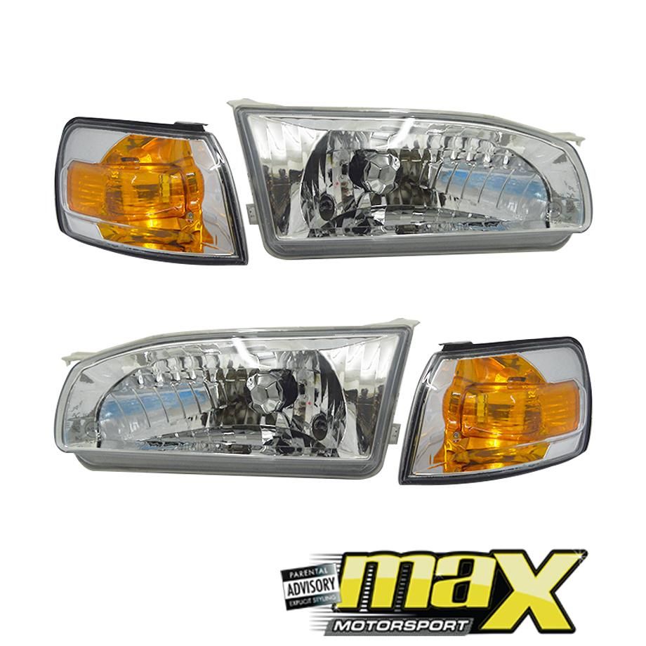 Toyota Corolla RSI (96-98) Crystal Headlights With Indicator Corner Lamps (Chrome) maxmotorsports