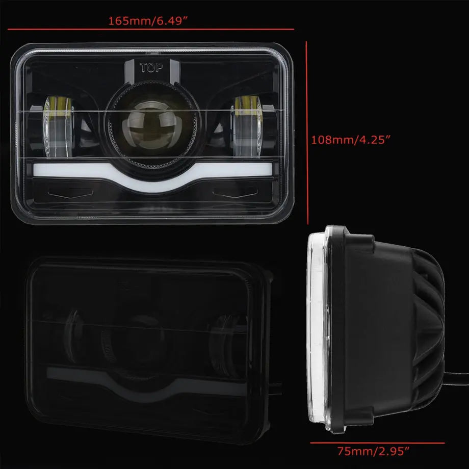 Universal 6 Inch LED Projector Square Headlight Max Motorsport