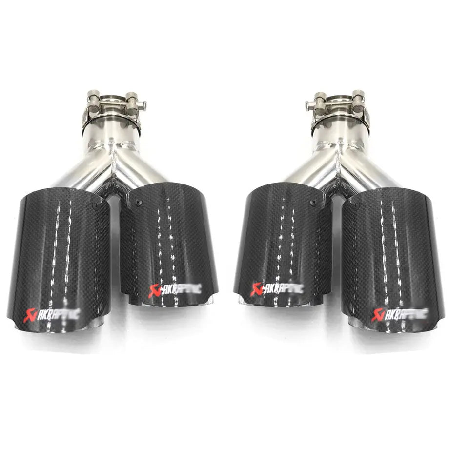 Universal Akrapovik Style Carbon Fibre Quad Exhaust Tail Pipes (65mm) Max Motorsport