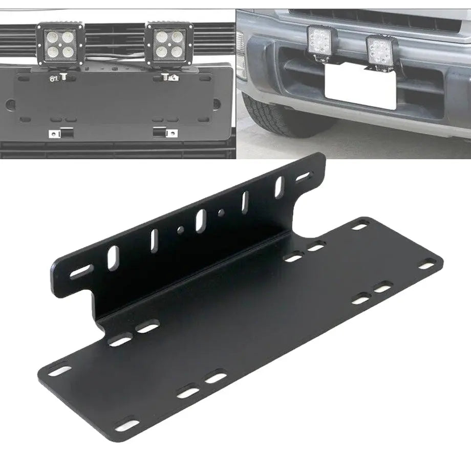 Universal Bar Light Mounting Bracket & Licence Plate Holder (Black