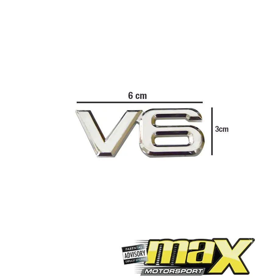 Universal Chrome V6 Badge maxmotorsports