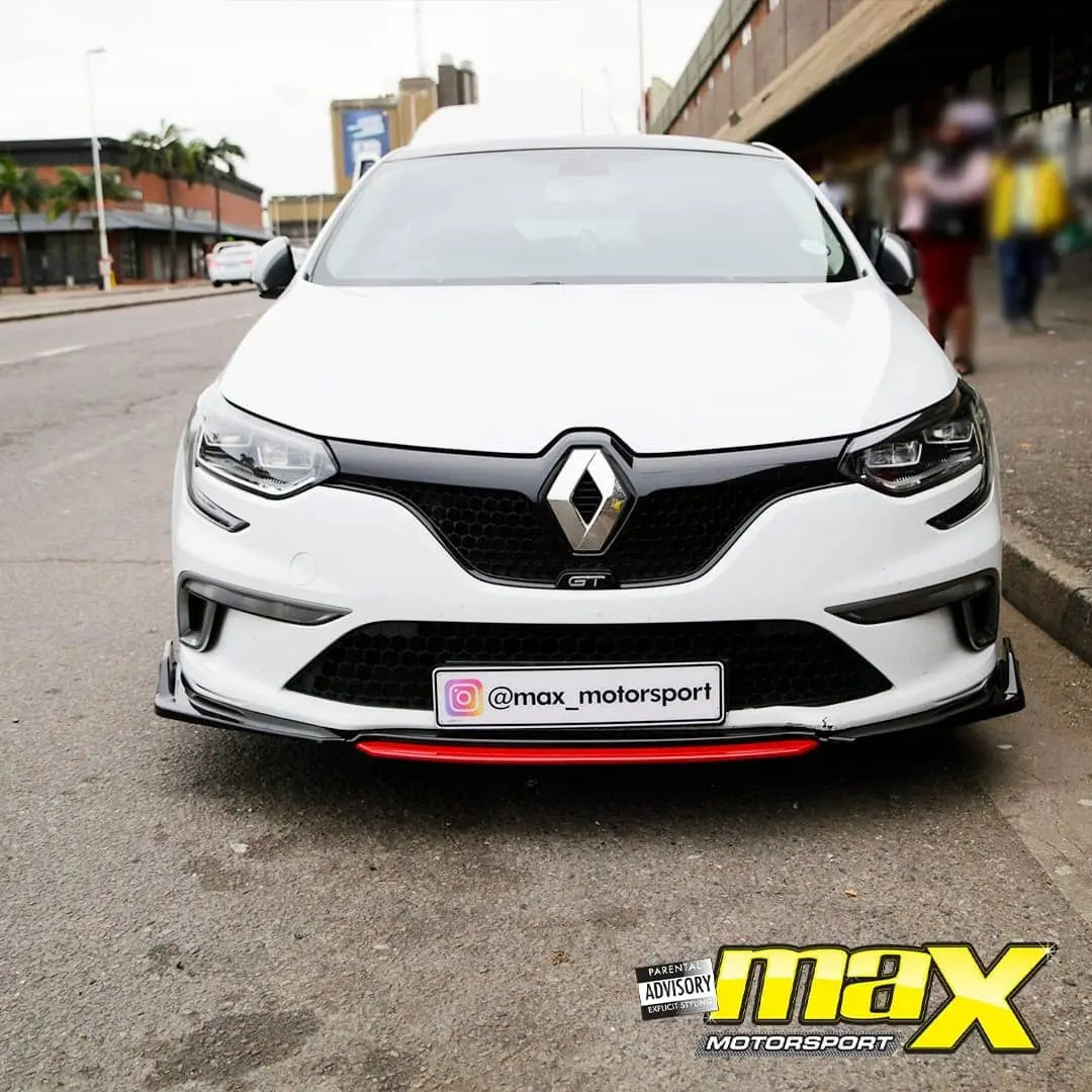 Universal Gloss Black 4-Piece Front Spoiler With Red Lip maxmotorsports