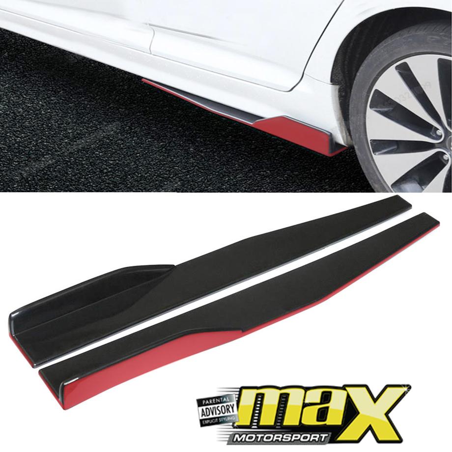 Universal Gloss Black Side Skirt Splitters With Red Trim - 1.19 meter maxmotorsports