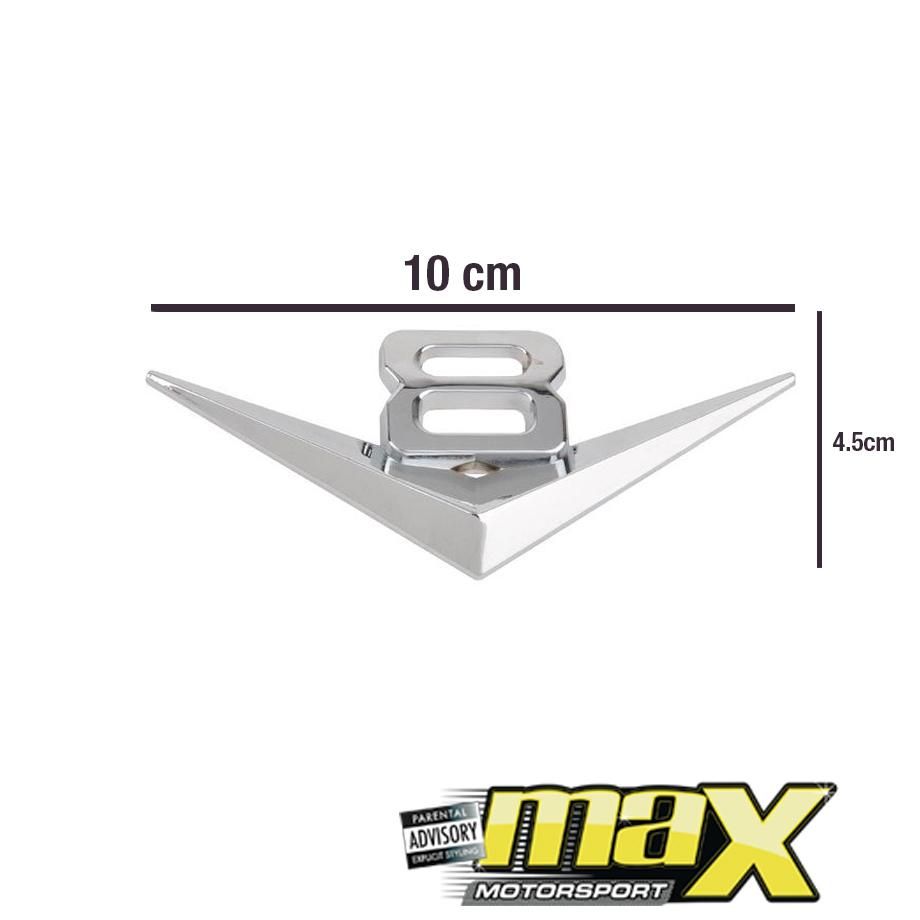 Universal V8 Chrome Metal Badge maxmotorsports