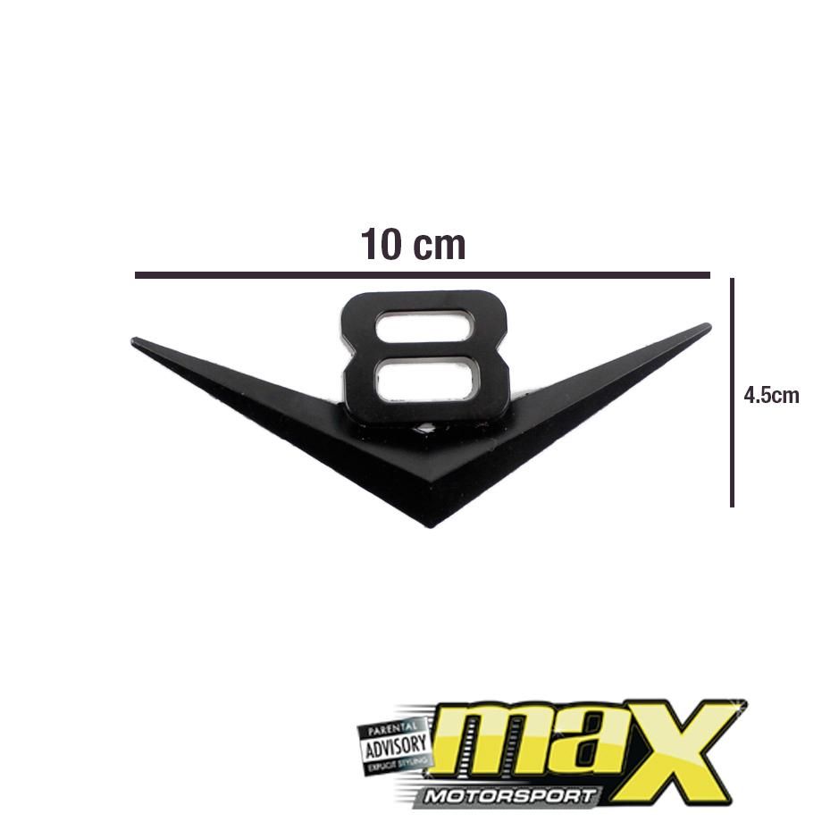 Universal V8 Matte Black Metal Badge maxmotorsports