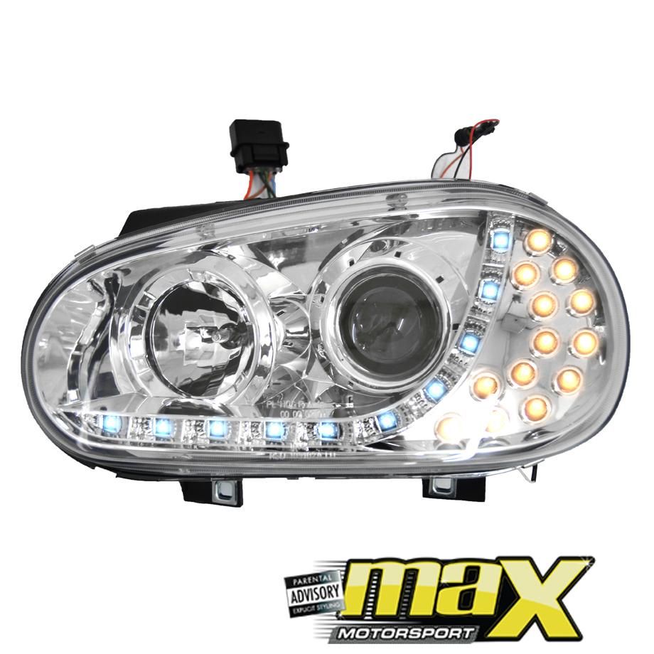 VW Golf 4 DRL Headlights (Chrome) maxmotorsports