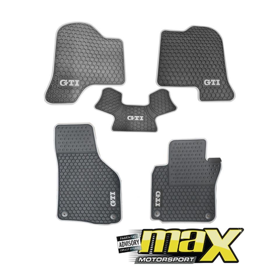 VW Golf 5/6 Grey GTI Custom Rubber Car Mats (5-Piece) maxmotorsports