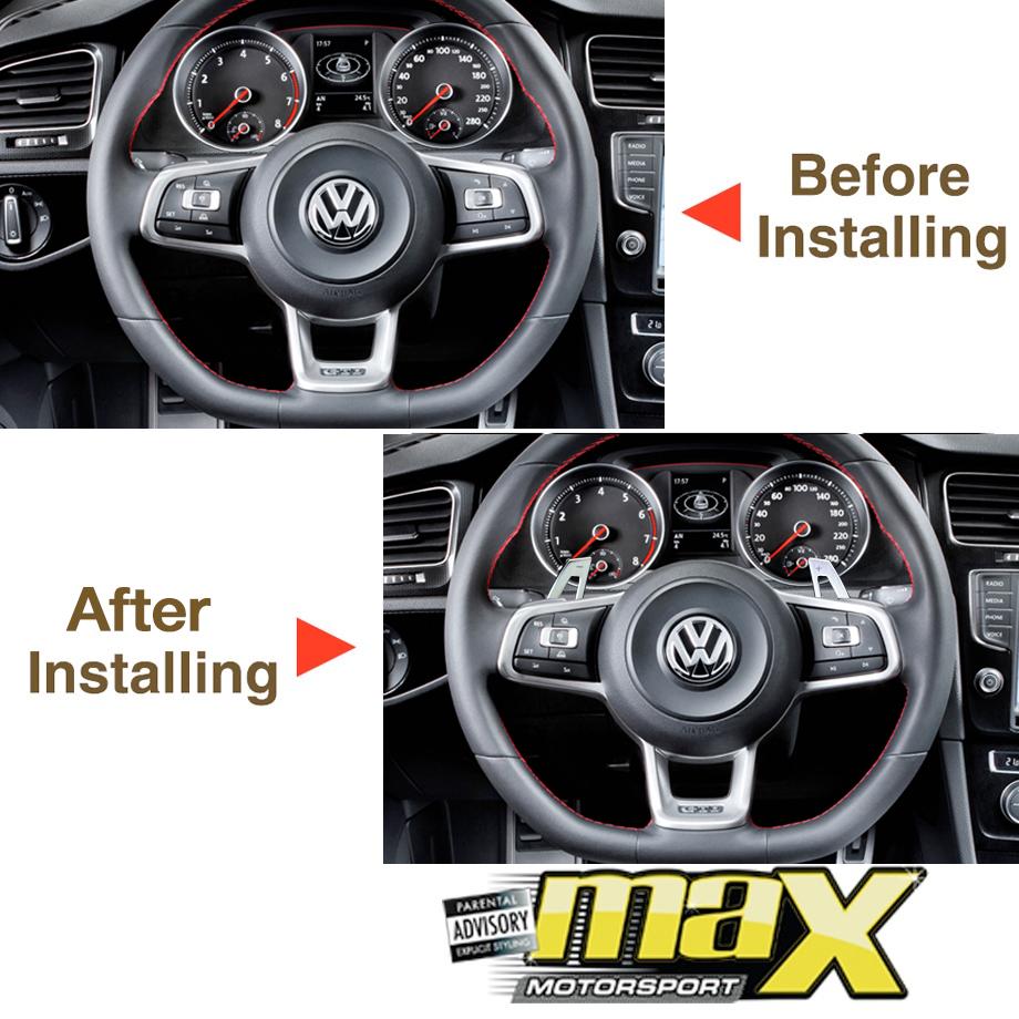 VW Golf 7 GTI Brush Aluminium Black Paddle Shift Extensions maxmotorsports