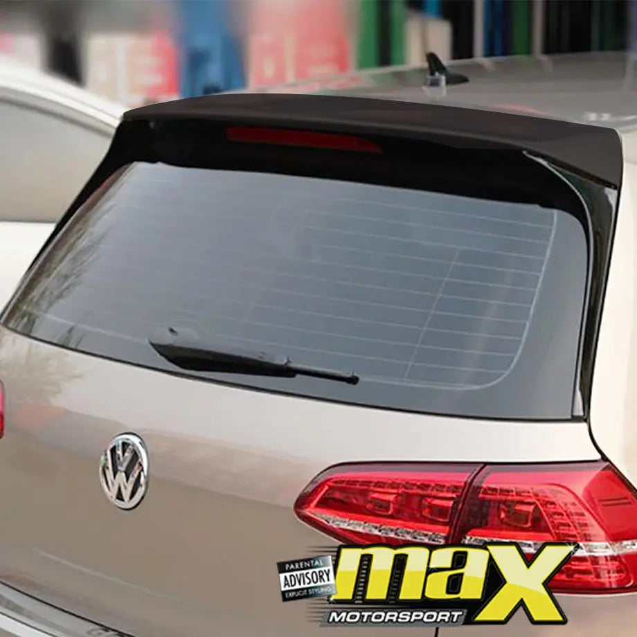VW Golf 7 TSI Gloss Black Plastic Roof Spoiler With Extensions maxmotorsports