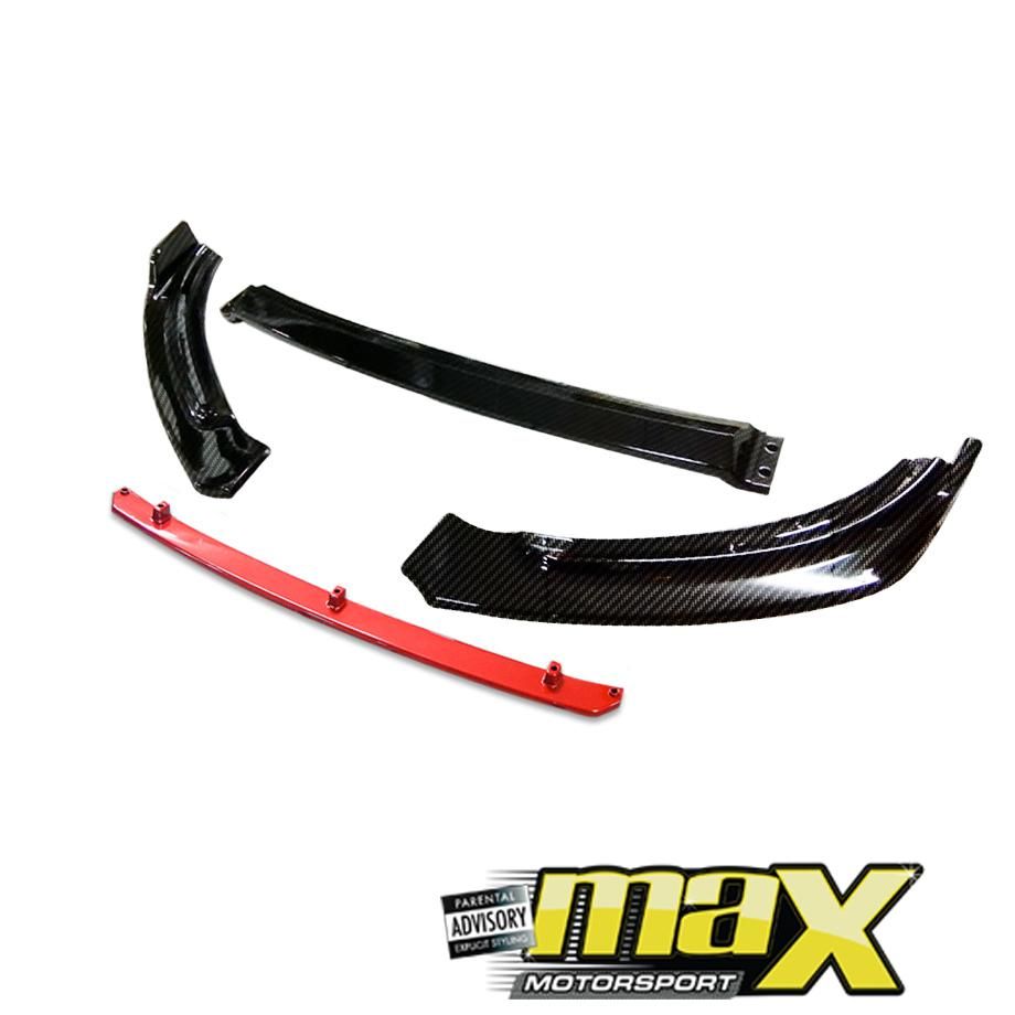 VW Polo 8 AW (19-On) Carbon Look Maxton Style Plastic Front Spoiler maxmotorsports