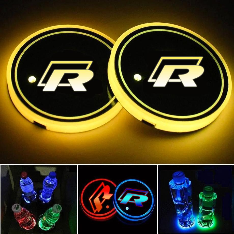 VW R Logo LED Cup Coaster - 7 Colours Max Motorsport