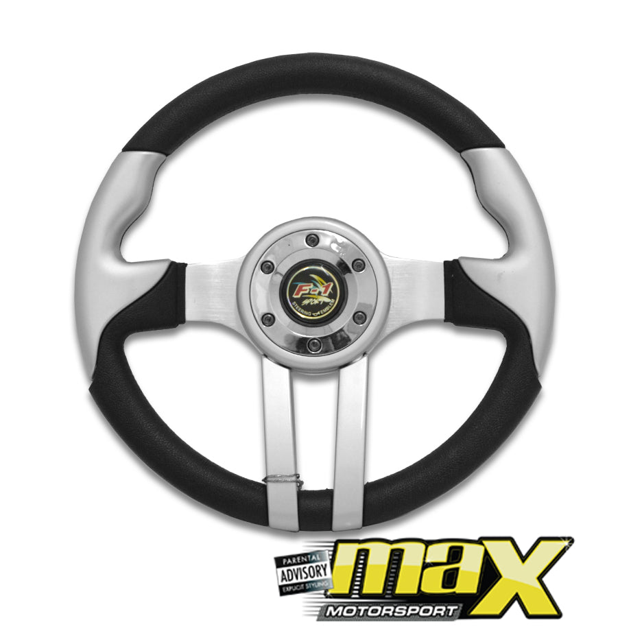 F1 Sports Steering Wheel (Silver & Black)